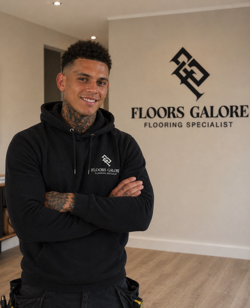 Zach, founder of Floors Galore, in his Quorn workshop